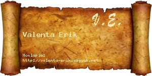 Valenta Erik névjegykártya
